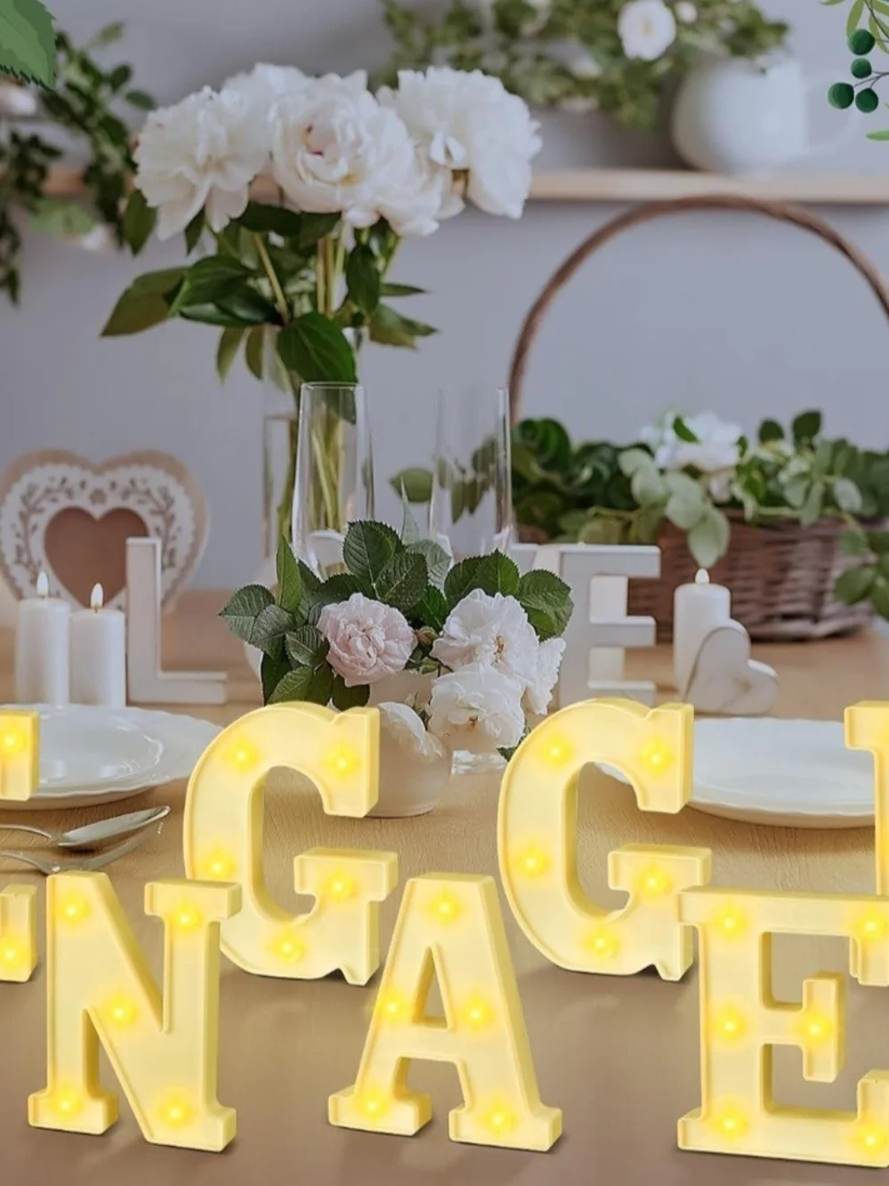White Marquee Letter Wall Decor - ENGAGED